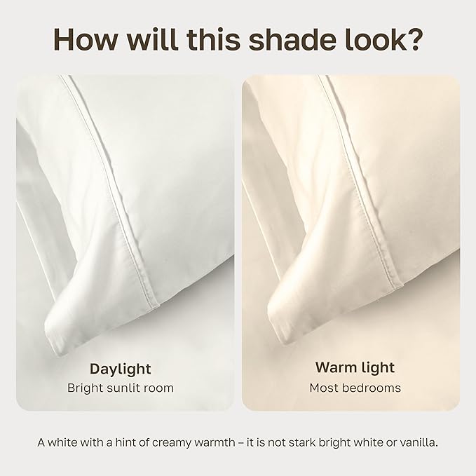 Duvet Cover Twin Size/Twin XL Size Only - Premium 400 Thread Count, Natural 100% Cotton Bed Duvet Cover, Soft Sateen, Button Closure and Corner Ties - Ivory (Pale Tone)