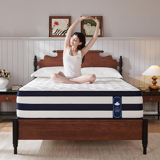 Twin XL Size Mattress, 12 Inch Gel Memory Foam Sprung Hybrid Mattress, Cooling and Pressure Relief for Breathable Sleep, Certipur-Us Certified, 120-Night Home Trial, Aura Collection