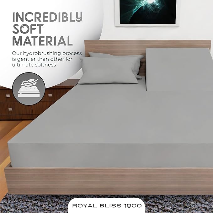 Split Top California King Sheet Set Ultra-Soft Egyptian Quality Bed Sheets Set - Double Brushed -Deep Pockets -Easy Fit - Fade Resistant - 4 Piece Set (Silver)