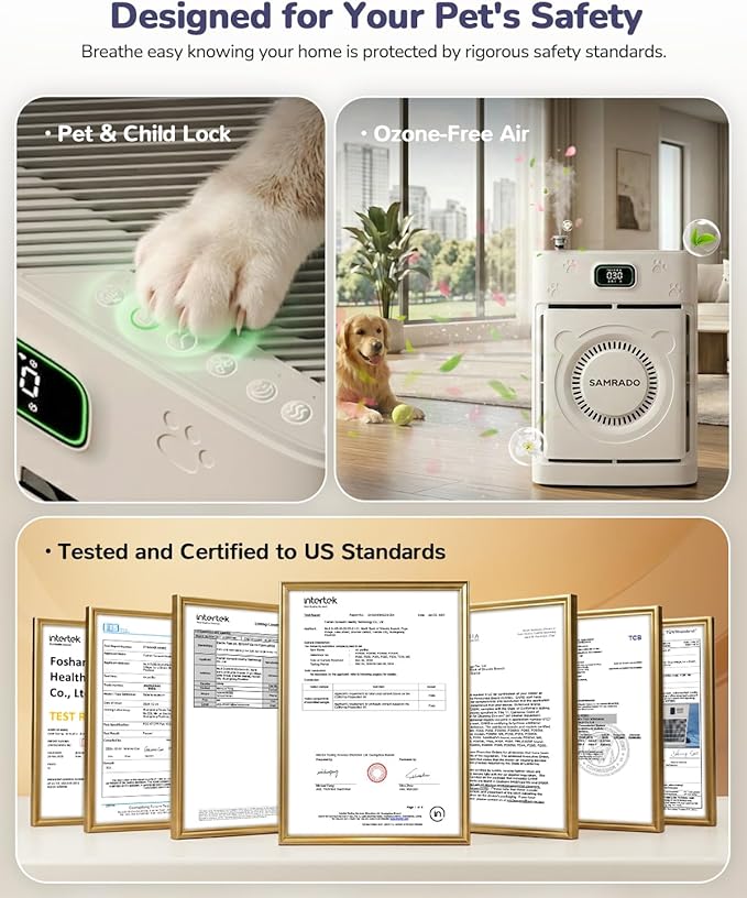 Air Purifier for Home Pets up to 2500 Ft², H13 HEPA Pet Hair Purifier for Litter Box Odor Smoke, Pet-Friendly Aromatherapy Diffuser, Smart App, Washable Pre-filter, PM2.5 Monitor for Bedroom Apartment