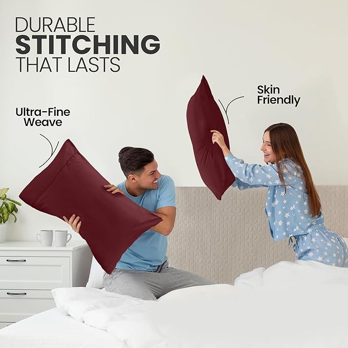 Utopia Bedding King Pillow Cases - 2 Pack - Envelope Closure - Soft Brushed Microfiber Fabric - Shrinkage and Fade Resistant Pillow Covers King Size 20 X 40 Inches (King, Burgundy)