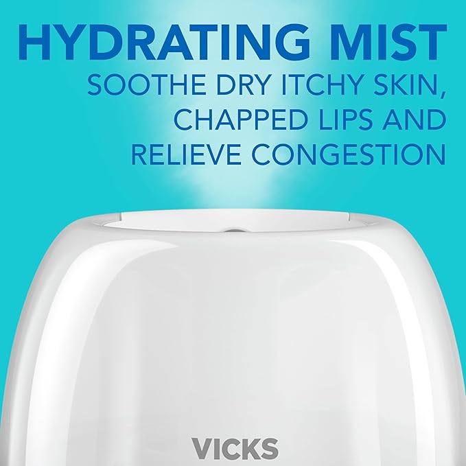 Vicks Humidifier 3-in-1 SleepyTime Cool Mist Humidifier for Baby & Kids Rooms with Color Changing Night Light and Essential Oil Diffuser, White