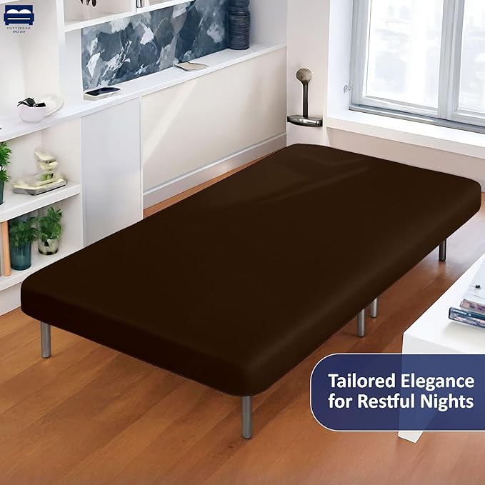 Cot Size 30" x 75" Fitted Sheet, 100% Egyptian Cotton, Perfect for Bunk Beds/RVs/Guest Beds/Army Cots/Replacement Mattress (Chocolate)