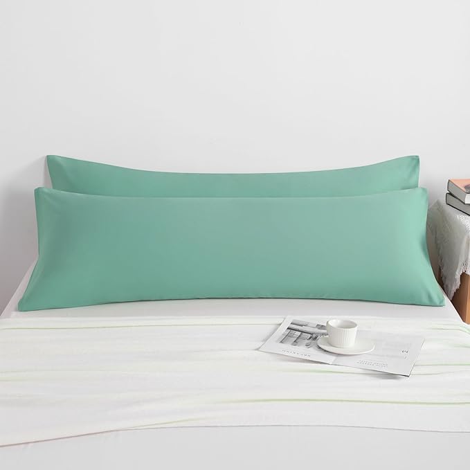 NTBAY Microfiber Body Pillowcase Set, 20x54 Inches, Mint Green, Soft, Wrinkle, Fade Resistant, Envelope Closure, 2 Pc
