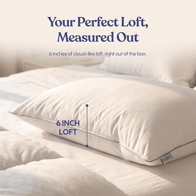 FluffCo Down Alternative Pillows King Size Set of 2 - King Bed Pillows for Sleeping - Made in USA - Cooling Surface and Machine Washable for Side, Back, and Stomach Sleepers