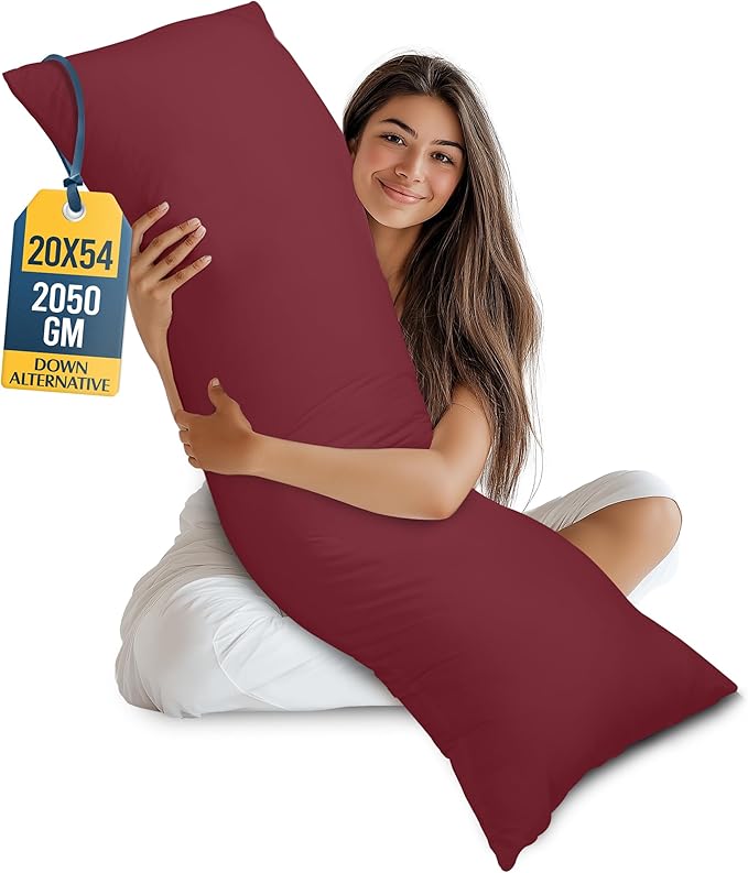 Utopia Bedding Full Body Pillow for Adults (Burgundy, 20 x 54 Inch), Long Pillow Insert for Sleeping, Ideal for Side Sleepers