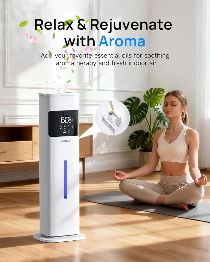 Warm & Cool Mist Humidifiers for Bedroom, Top-Fill Humidifier Large Room with Essential Oil Diffuser, Large Room Humidifiers for Home Baby Nursery Office Plants, White