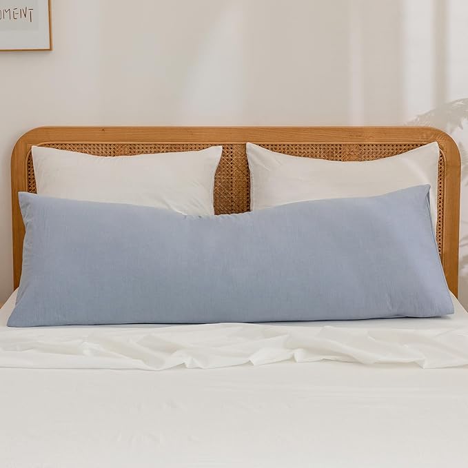 BESTOUCH 100% Washed Cotton Pillowcase for Hair and Skin Linen Feel Soft Comfortable Breathable 2 Set Pillow Case with Envelope Closure Solid Off White Euro 26x26 Inches
