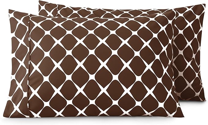 Elegant Comfort Luxury Ultra-Soft 2-Piece Pillowcase Set - 1500 Premium Hotel Quality Microfiber Double Brushed - Wrinkle Resistant, King Size, Bloomingdale Chocolate Brown