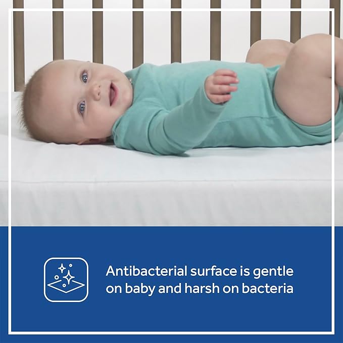 Sealy Baby Butterfly Antibacterial 2 Stage Waterproof Crib Mattress Plus Toddler Bed Fit, Ultra Firm Orthopedic Foam, GREENGUARD Gold Certified, Safety & Quality Tested, Made in USA, 52"X28"