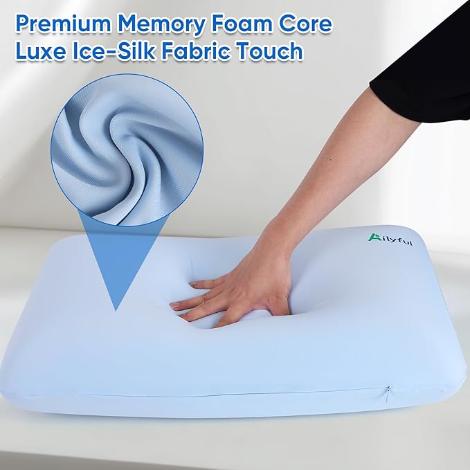 Memory Foam Pillows, Breathable Cooling Pillow, Patented Ergonomic Cervical Pillow for Neck Pain Relief, Soft Bed Pillow for Side, Back and Stomach Sleepers