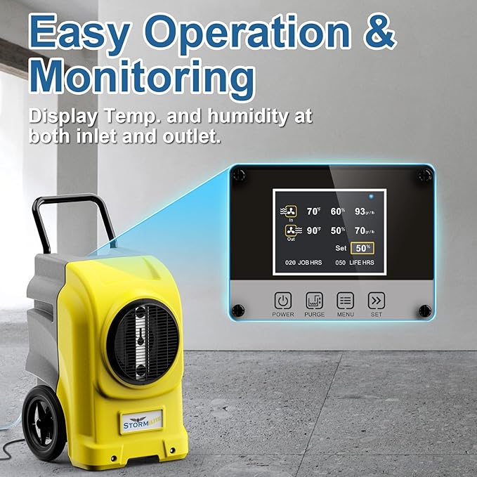 ALORAIR 270 PPD LGR Commercial Dehumidifier with Pump & Drain Hose, Portable Insutrial Dehumidifier for Basments, Home, Job Sites, Fit for 2,100 Sq.Ft Space with Wheels, Storm Elite (Yellow)