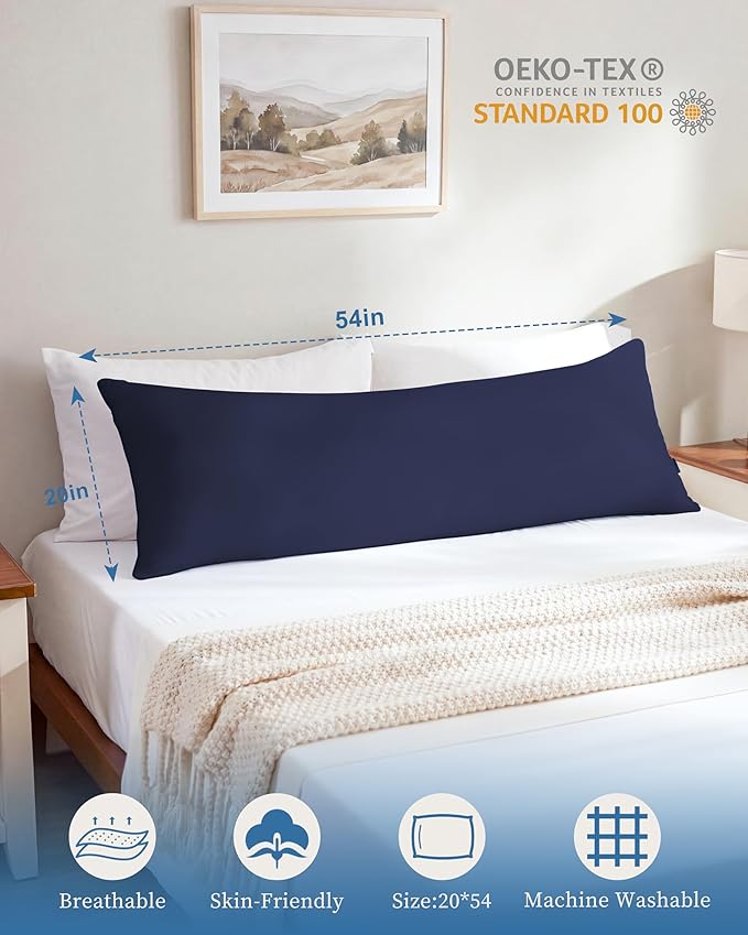 YZ HOME Memory Foam Body Pillow Insert - Full Body Pillow for Adults - Soft Large Long Bed Pillow for Side Sleeper (Navy, 20 Inchx54 Inch)