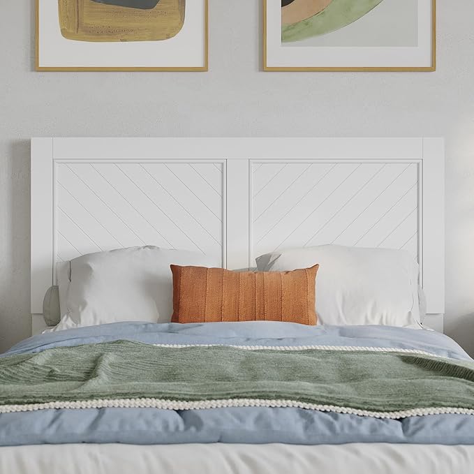 AFI, Canyon Full Solid Wood Rustic Farmhouse Headboard, White