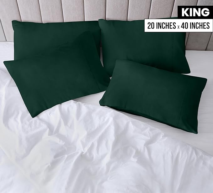 Utopia Bedding King Pillow Cases - 4 Pack - Envelope Closure - Soft Brushed Microfiber Fabric - Shrinkage and Fade Resistant Pillow Covers King Size 20 X 40 Inches (King, Emerald)