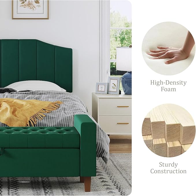 Furpopup Velvet Queen Size Headboard, Upholstered Headboard Queen/Full Size Wall Mount and Bed Frame Mount, Featuring High-Density Sponge Padding Luxury Texture Easy Assembly Comfort Style-Jade