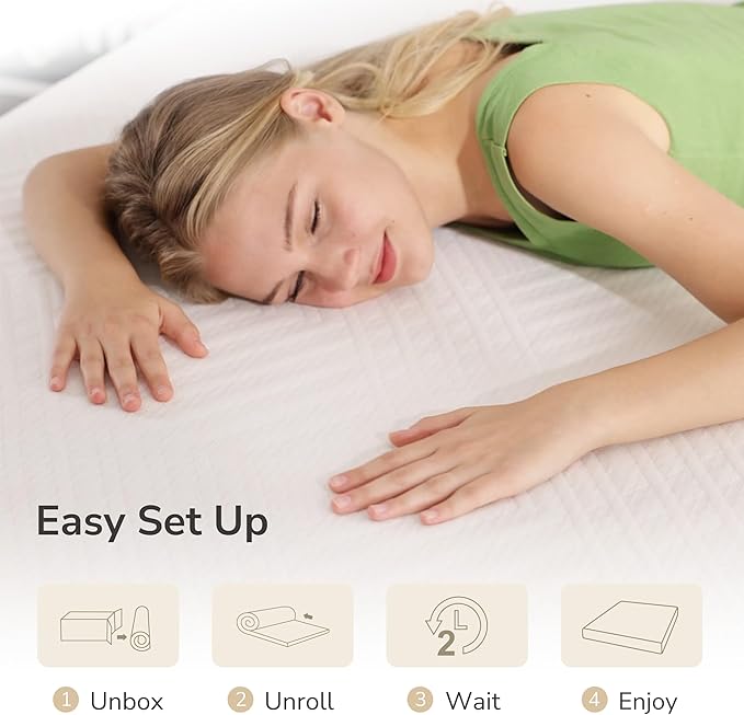 MLILY Short Queen RV Mattress in a Box, 10 inch Mattresses for RVs, Campers & Trailers, Green Tea Memory Foam Mattress for Cool Sleep & Pressure Relief, Medium, 60" x 75"