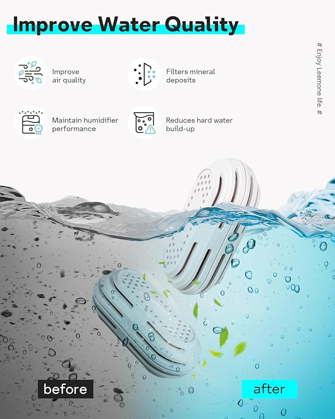 Leemone 4 Pack Humidifier Demineralization Cartridge Compatible with All LEVOIT Top Fill Humidifiers, Calcium and Magnesium Ion Softening Efficiently Reduce Dust & Odor