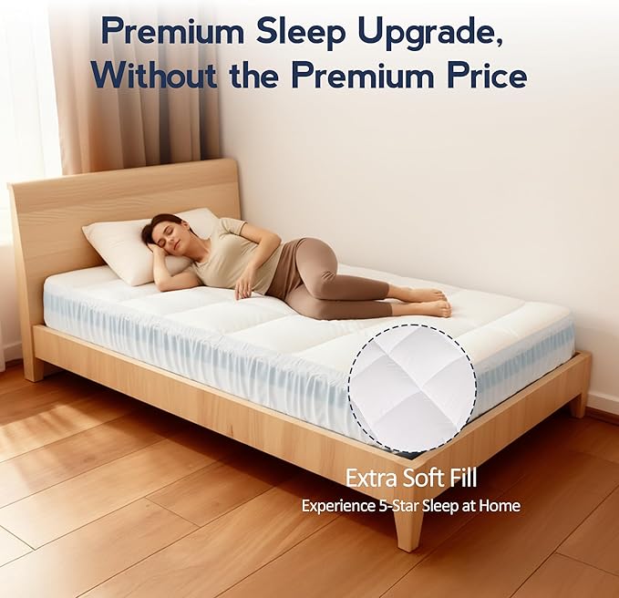 Dual Layer Twin XL 4 Inch Memory Foam Mattress Topper for College Dorm, 2 Inch Cooling Gel Memory Foam and 2 Inch Down Alternative Pillow Top Mattress Pad Cover 8-24 Inch Deep Pocket