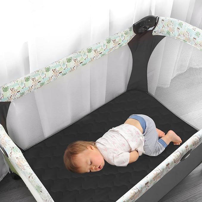 2 Pack Pack and Play Mattress Protector Sheets Fitted Waterproof Playard Mattress Pad Cover, Compatible with Graco Pack n Play & Dream On Me & Pamo Babe, Playpen/Playard Sheet, Arrow&Black, 39" x 27"