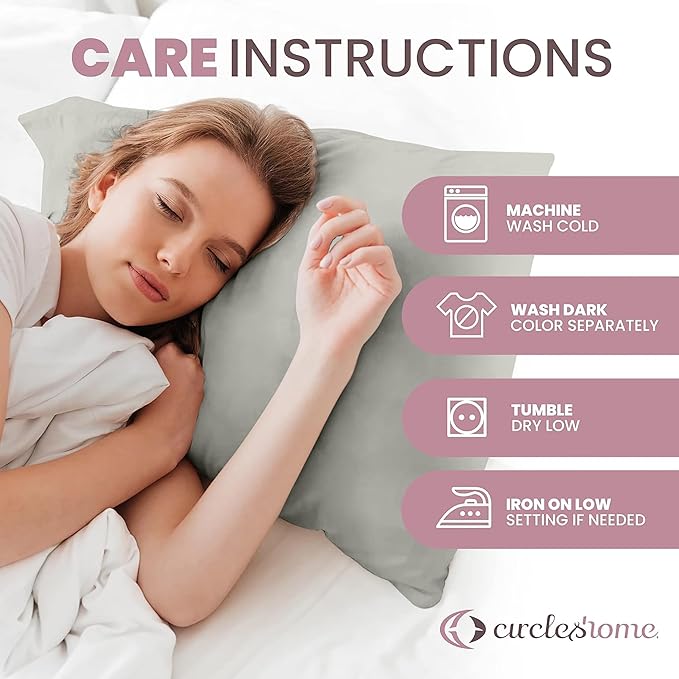 CirclesHome Pillow Protectors 2 Pack Standard Zippered - 100% Cotton Breathable Pillowcases - Protects Pillows from Dirt, Dust and Debris (Standard - Set of 2 - 20x26)