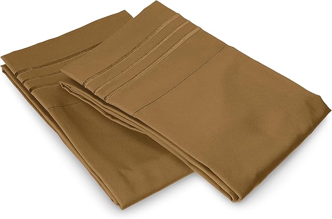 Elegant Comfort Luxury Ultra-Soft 2-Piece Pillowcase Set - 1500 Premium Hotel Quality Microfiber Double Brushed - Wrinkle Resistant, Standard/Queen, Mocha Chocolate
