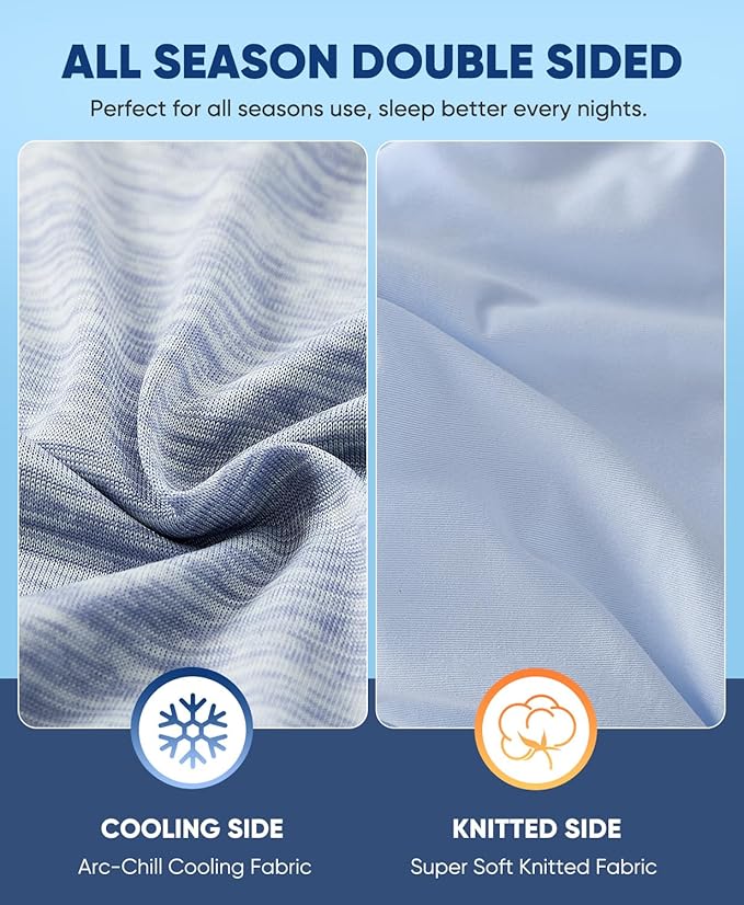 LUXEAR 2 Pack Cooling Pillow Cases Queen Size, Arc-Chill Q-Max > 0.5 for Hot Sleepers, Hair & Skin Friendly, Double-Sided, Machine Washable, Hidden Zipper, Gift for Women Men, 20x30, Blue