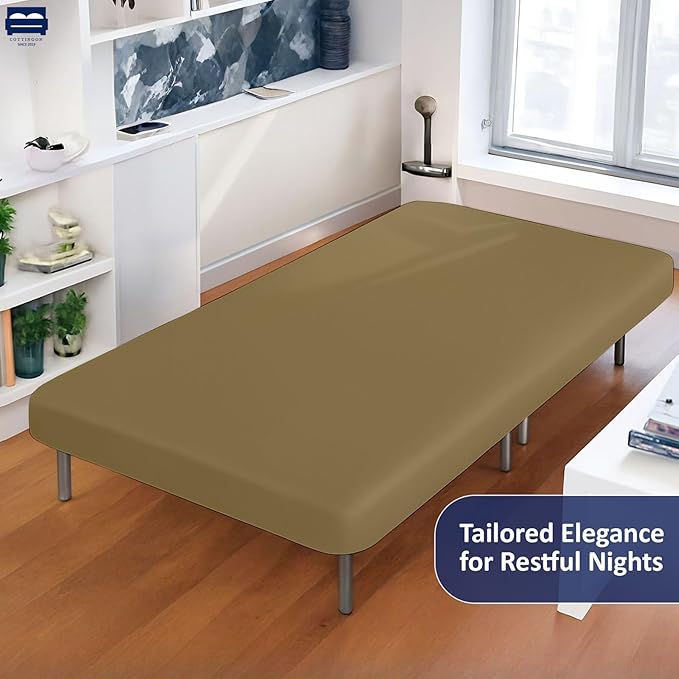 Cot Size 28" x 75" Fitted Sheet, 100% Egyptian Cotton, Perfect for Camp Bunk Beds/RVs/Guest Beds/Army Cots/Replacement Mattress (Taupe)