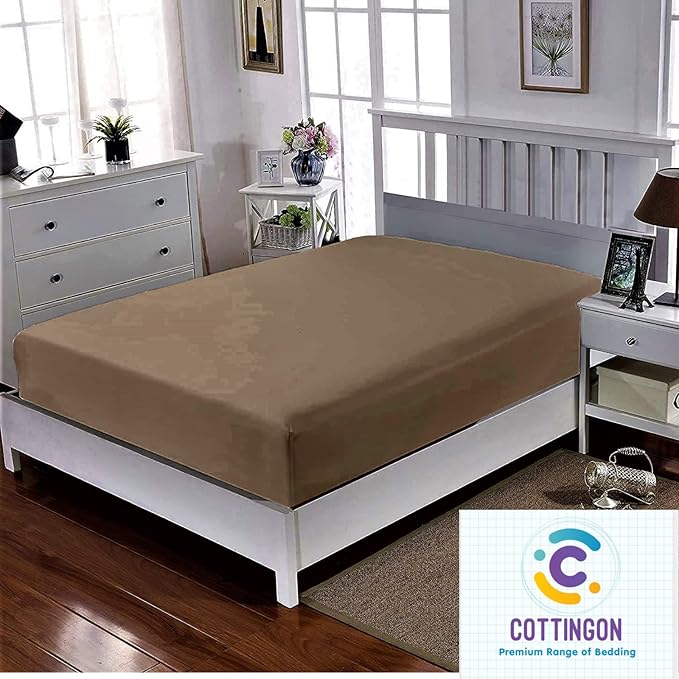 Cot Size 28" x 75" Fitted Sheet, 100% Egyptian Cotton, Perfect for Camp Bunk Beds/RVs/Guest Beds/Army Cots/Replacement Mattress (Taupe)