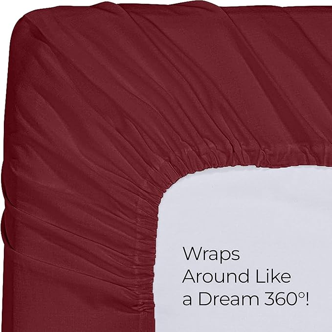 Utopia Bedding Queen Fitted Sheet - Bottom Sheet - Deep Pocket - Soft Microfiber - Shrinkage and Fade Resistant - Easy Care -1 Fitted Sheet Only (Red Burgundy)