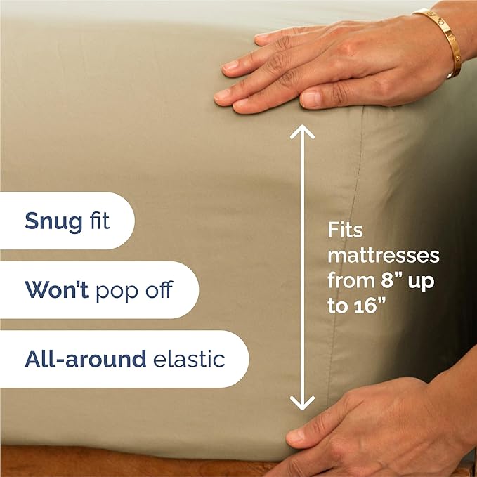 King 6 Piece Sheet Set - Comfy, Breathable & Cooling - Soft Hotel Luxury Bedding for Women, Men, Kids, Teens & Children - 1 Flat & 1 Fitted Sheet & 4 Pillowcases w/ Deep Pockets - Wrinkle Free - Beige