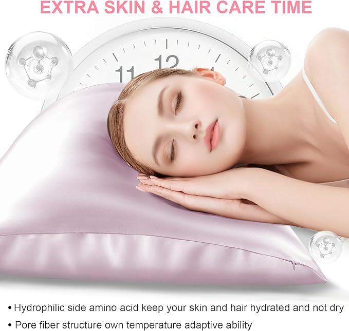 Silk Pillow Cases Standard Size with Hidden Zipper, Mulberry Silk Pillowcase for Hair and Skin, Smooth and Soft Breathable Cooling Silk Satin Pillow Covers for Sleeping, Gifts for Women, Lavender