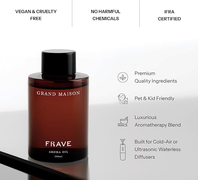 Grand Maison Hotel Diffuser Oil 100ml, 3.38 oz Aroma Oil, Scent Inspired by World’s Most Prestigious Grand Hotels, Aromatherapy Refill Fragrance for Waterless Cold Air Diffusers, Home, Office