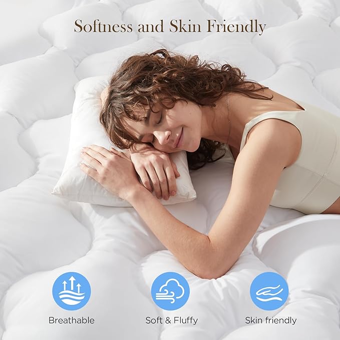 Decroom 3 Inch Memory Foam Mattress Topper Queen for Back Pain Relief, Filled with Breathable Memory Foam Pillow Topper Soft Fluffy Supportive Bed Mattress Pad, 80x60x3 in
