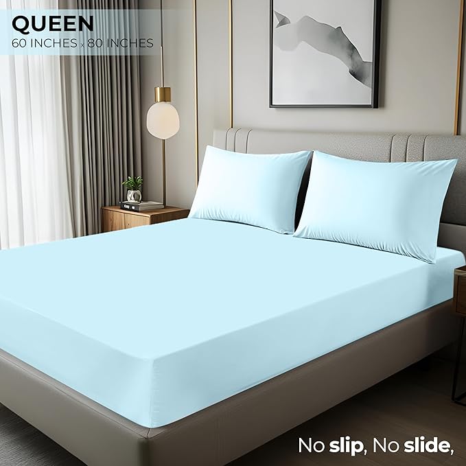 Utopia Bedding Queen Fitted Sheet - Bottom Sheet - Deep Pocket - Soft Microfiber - Shrinkage and Fade Resistant - Easy Care -1 Fitted Sheet Only (Ice Blue)