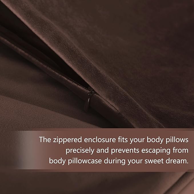 StangH Brown Velvet Body Pillow Cover 20x54 Inches, Super Soft Cozy Luxury Fuzzy Flannel Long Pillowcase with Zipper, Decorative Pillow Case for Pregnancy/Baby, 1 Piece