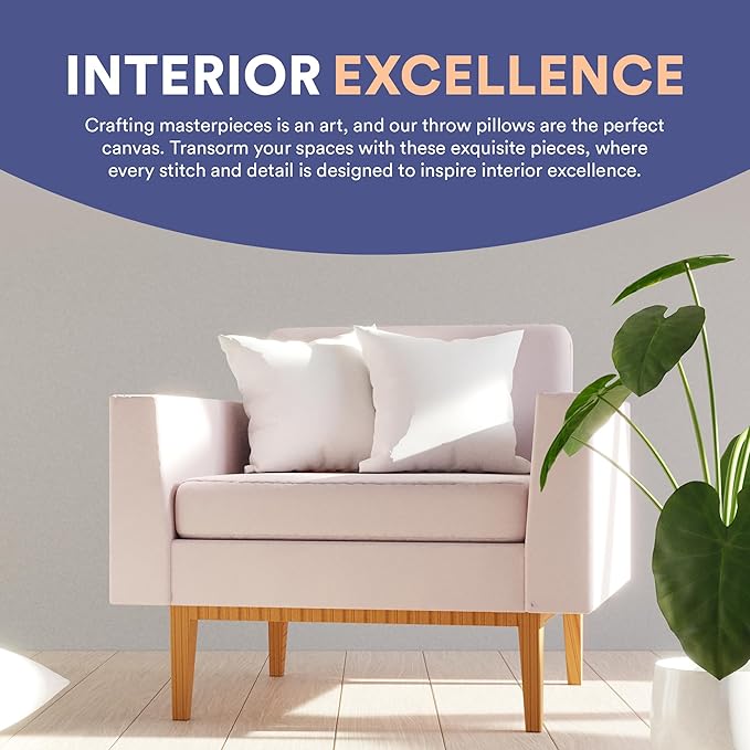 Continental Bedding | 10/90 Down and Feather Throw Pillow Insert | 100% Cotton 250TC Shell | Medium Loft Decorative Cushion | 22x22 | 2 Pack