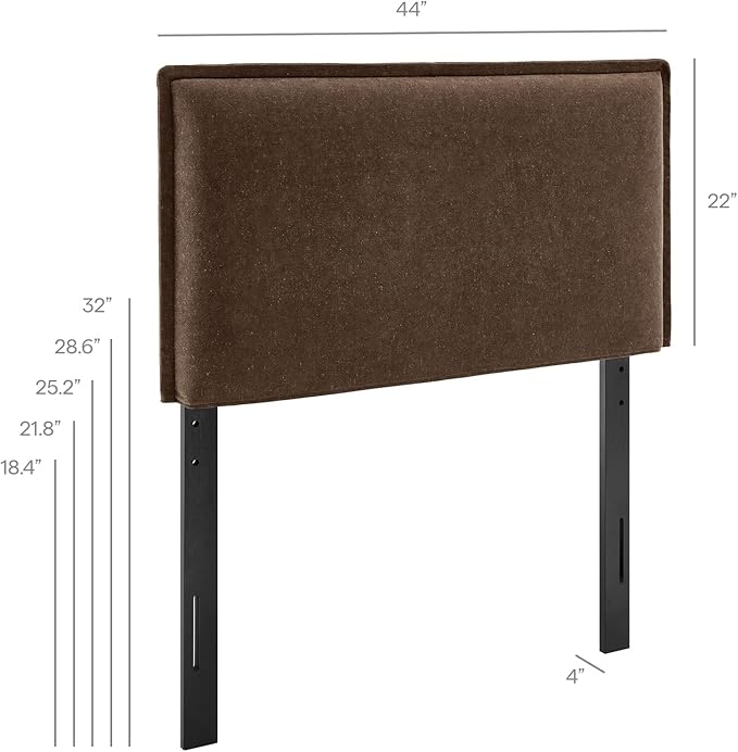 Modway Camille Twin Size Upholstered Linen Blend Headboard with Removable Slipcover – in Cocoa - Padded Pillow Style Headboard with Adjustable Mounting for Twin Beds