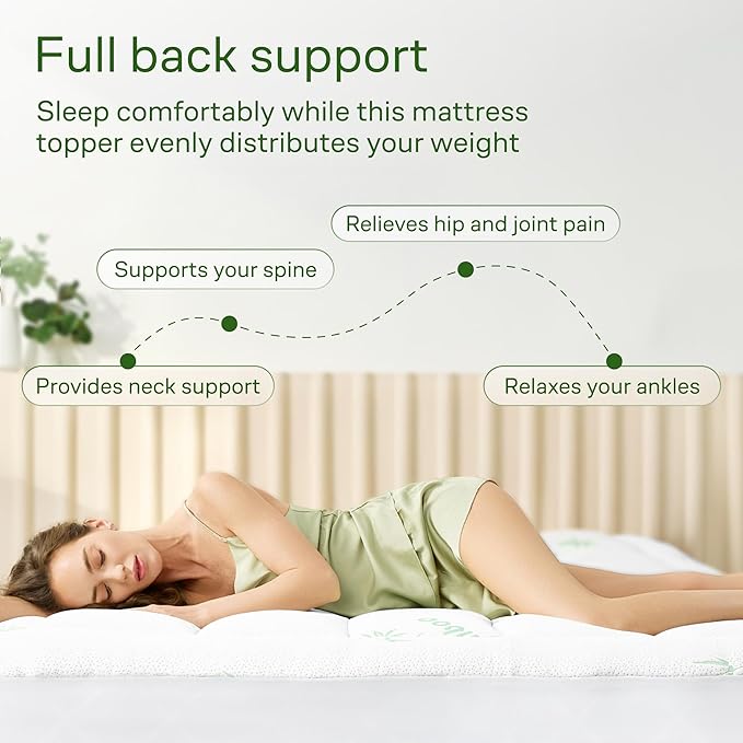 Niagara Sleep Solution Ultra Soft Twin Size Mattress Topper - Rayon Derived from Bamboo Pillow Top Mattress Pad for Back Pain Relief - Naturally Cooling for Hot Sleepers, Green
