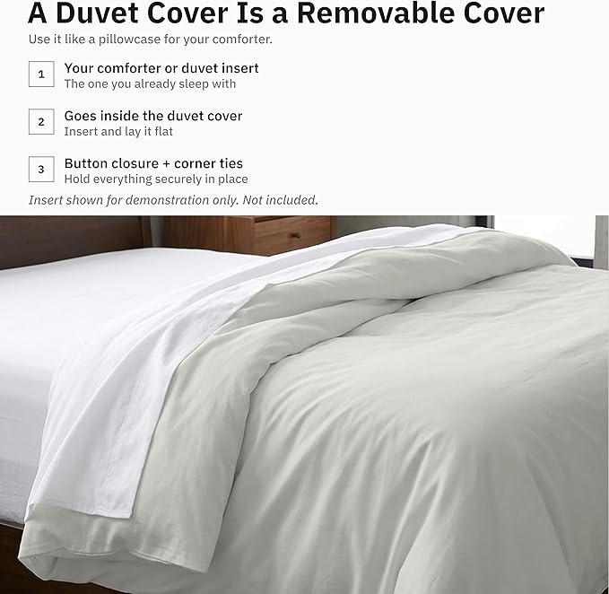 Duvet Cover Twin Size/Twin XL Size Only - Premium 400 Thread Count, Natural 100% Cotton Bed Duvet Cover, Soft Sateen, Button Closure and Corner Ties - Ivory (Pale Tone)