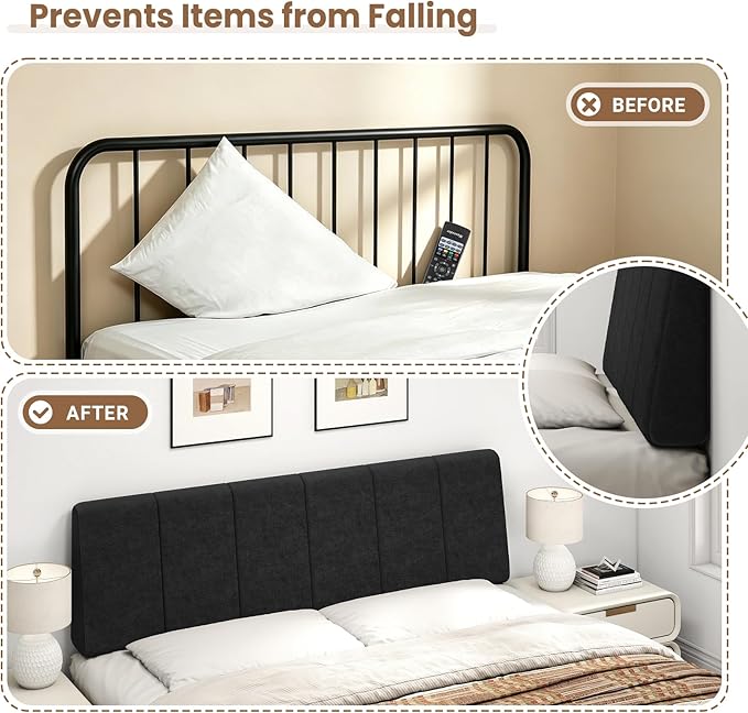 Queen Size Headboard Only-No Assembly, Upholstered Headboard Queen Size Linen Fabric Modern Style Headboards Extra-Thick, Black