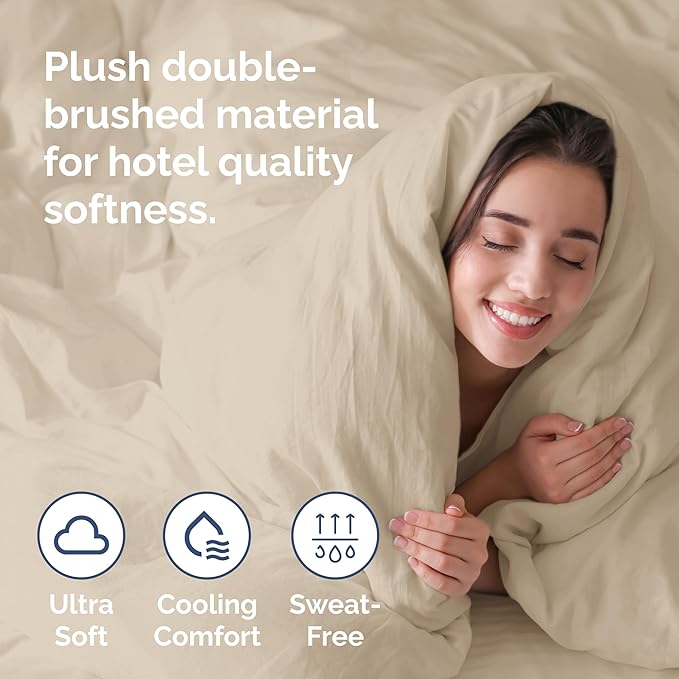 Duvet Cover King Size Set - Extra Soft King Duvet Cover 104" x 90" with 2 Pillow Shams - Hotel Luxury, Easy Care and Fade Free w/ Zipper Closures & Ties - All Season, Comfy, Cozy & Breathable (Wheat)