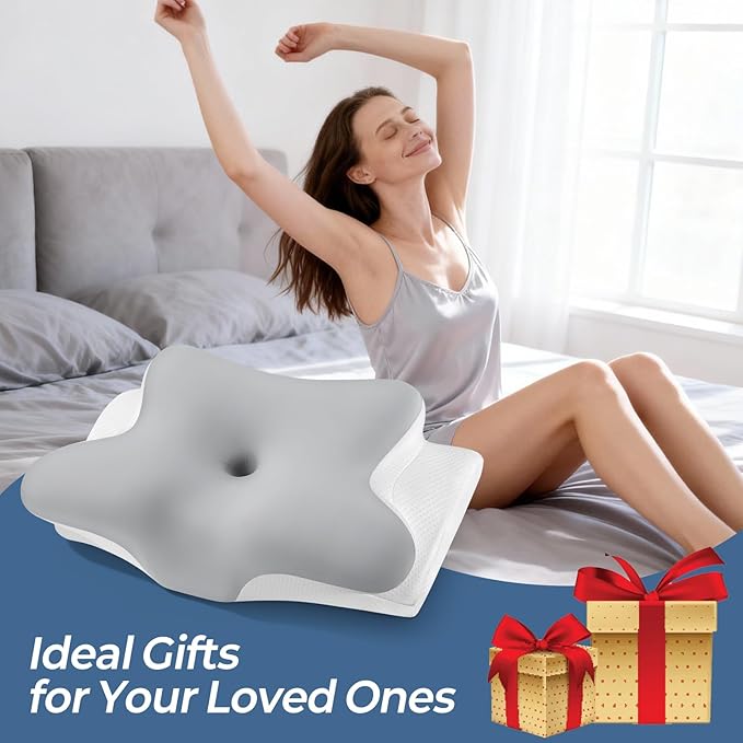 Cervical Neck Pillow for Pain Relief - Ergonomic Side Sleeper Pillow for Neck Support, Cooling Memory Foam Pillows for Sleeping, Contour Pillow Orthopedic Bed Pillow for Back Stomach Sleepers