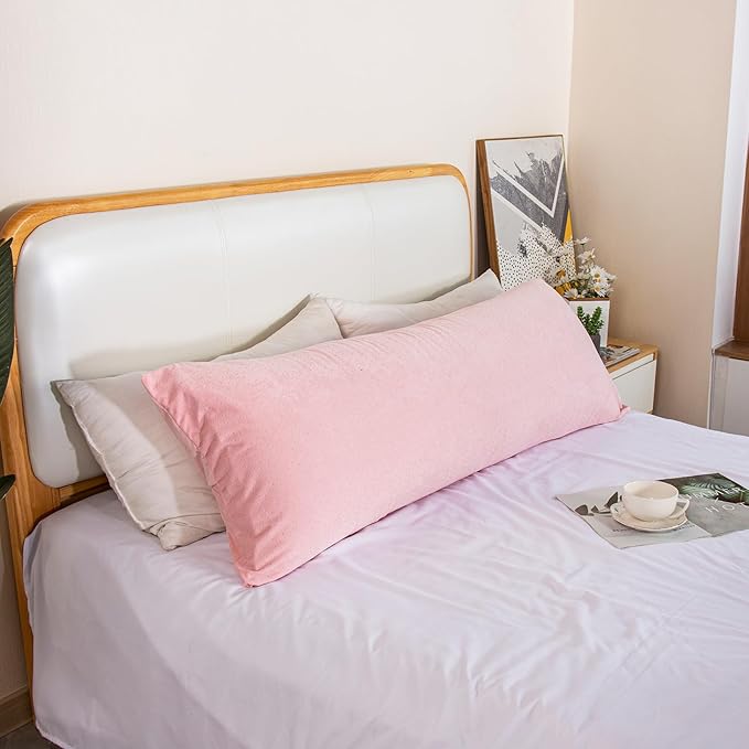 1 MIDDLE ONE Body Pillow, Memory Foam Body Pillows for Adults Sleeping, Long Pillow for Bed, Big Large Firm Full Body Pillow for Side Sleeper, 20x54 Inch, Light Pink