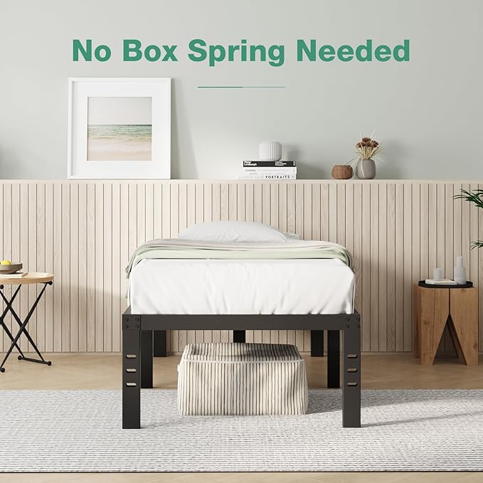 Novilla Twin Bed Frame, 14 Inch Metal Platform Bed Frame Twin Size with Storage Space Under Bed, Heavy Duty Steel Slat Support, Easy Assembly, No Box Spring Needed