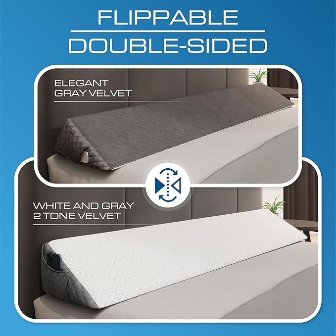 Kolbs Bed Wedge Pillow for Sleep Apnea, FSA Eligible Acid Reflux, and Back Pain Relief, with Chic Jacquard Cover - Headboard Wedges for Sleeping (Full Headboard Wedge Pillow - 54")