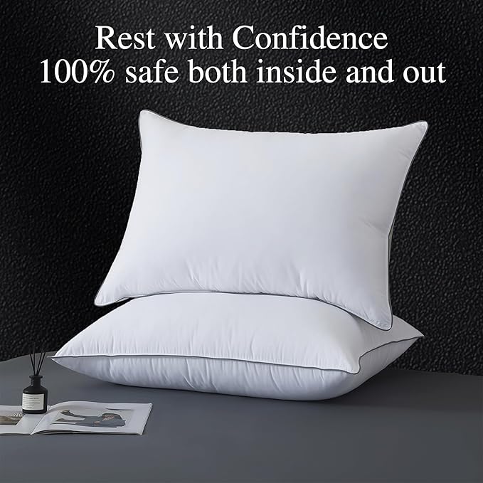 WhatsBedding Goose Down Pillows King Size Set of 2, Luxury Hotel Bed Pillows for Deep Sleep, Fluffy Soft Feather Down Pillow for Back, Stomach or Side Sleepers, 20" x 36"