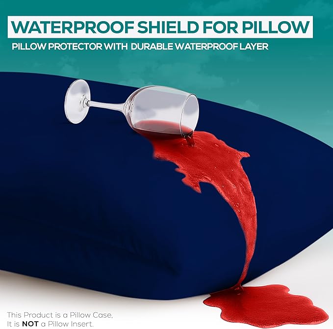 Utopia Bedding Premium 100% Waterproof Pillow Protectors with Zipper King Size (Set of 2), Bed Bug and Dust Mite Proof Zippered Pillow Covers, Pillow Encasement Cases, Royal Blue