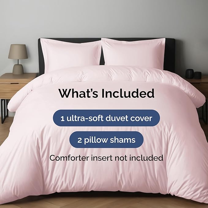 Duvet Cover Cal King Size Set - Extra Soft Cal King Duvet Cover 104" x 98" with 2 Pillow Shams - Hotel Luxury, Easy Care, Fade Free w/ Zipper Closures & Ties - Comfy, Cozy & Breathable (Lavender Pink)