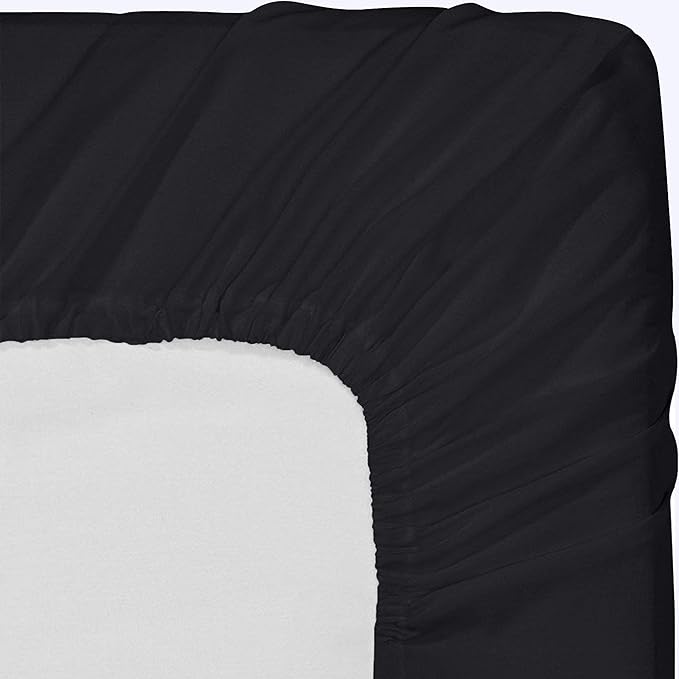 Utopia Bedding Queen Fitted Sheets - Bulk Pack of 6 Bottom Sheets - Soft Brushed Microfiber - Deep Pockets - Shrinkage & Fade Resistant - Easy Care (Black)
